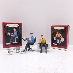 Lot of 2 Hallmark Keepsake Star Trek Ornaments Mr. Spock & Captain James T. Kirk